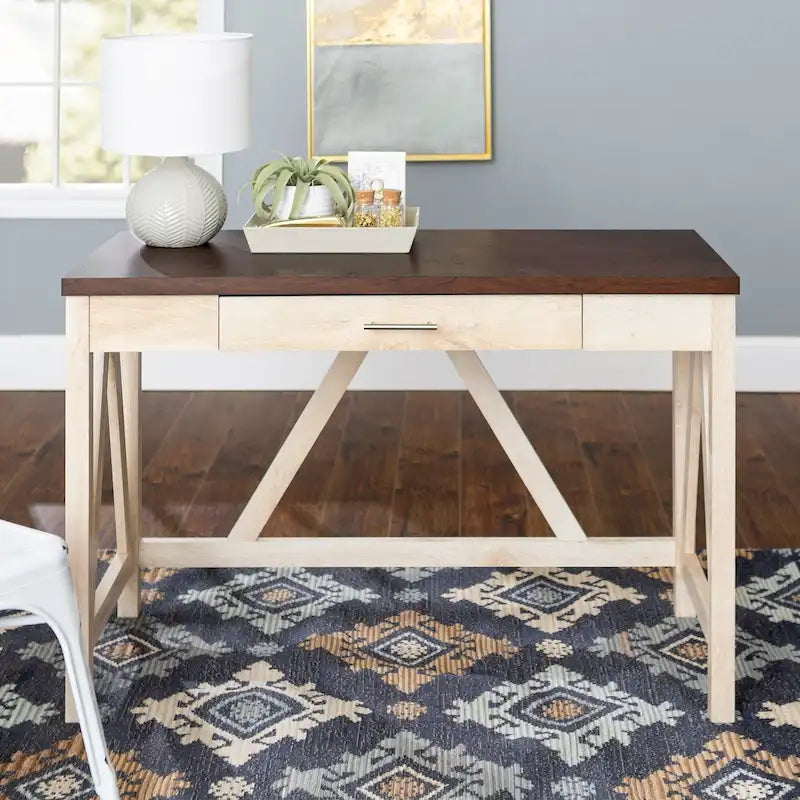 Paradise Hill A-Frame Writing Desk with Center Drawer – MDF & Laminate