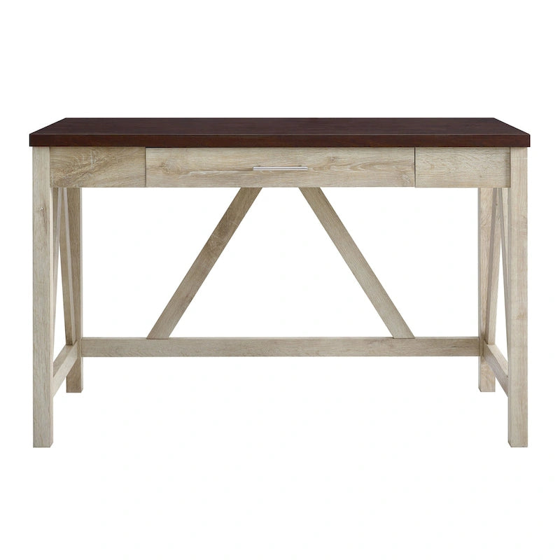 Paradise Hill A-Frame Writing Desk with Center Drawer – MDF & Laminate