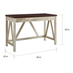 Paradise Hill A-Frame Writing Desk with Center Drawer – MDF & Laminate