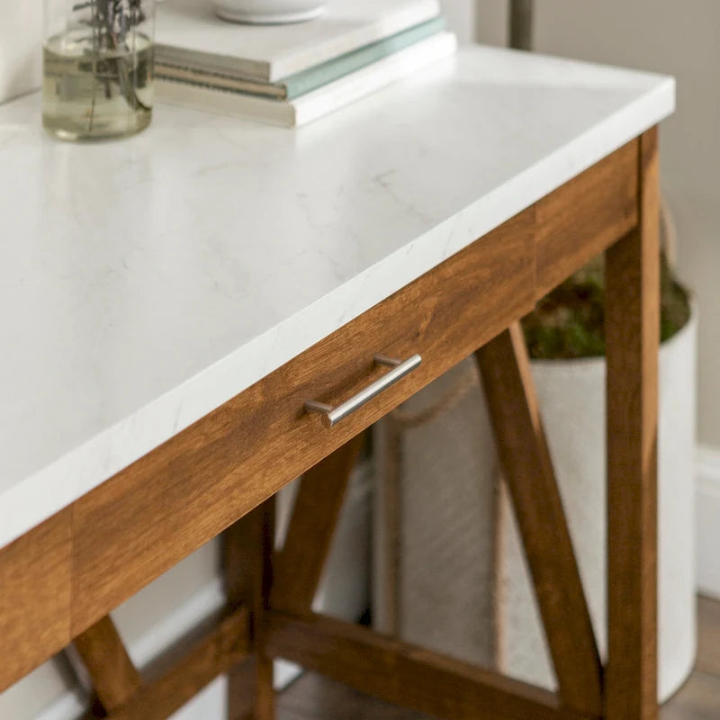 Paradise Hill A-Frame Writing Desk with Center Drawer – MDF & Laminate