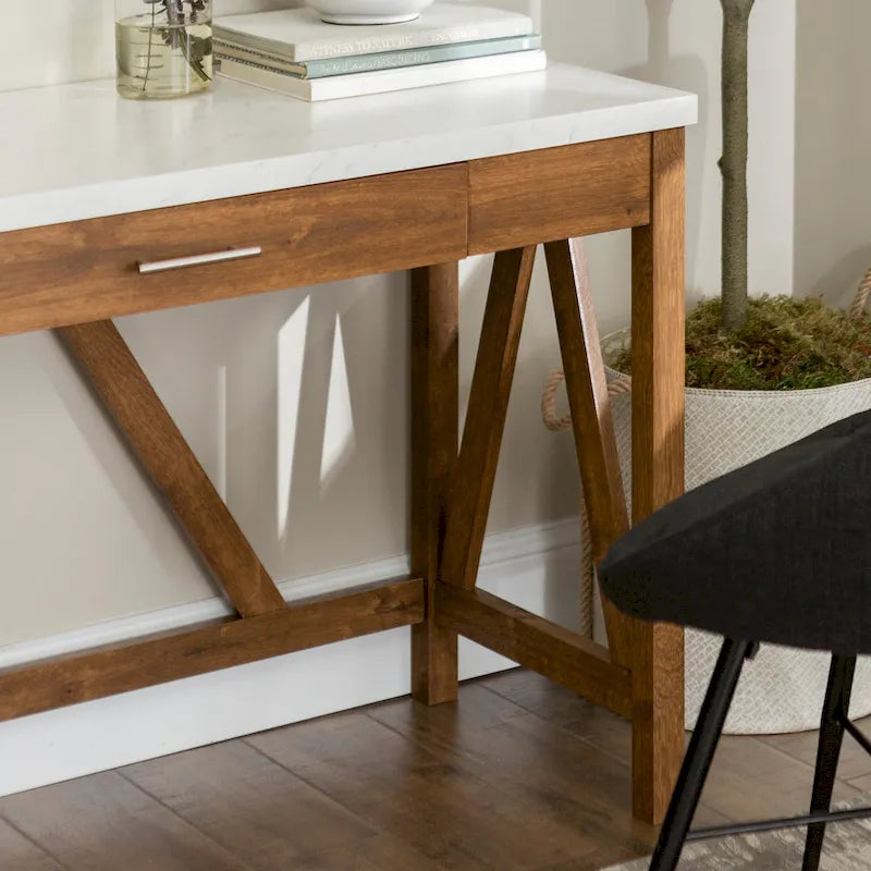 Paradise Hill A-Frame Writing Desk with Center Drawer – MDF & Laminate