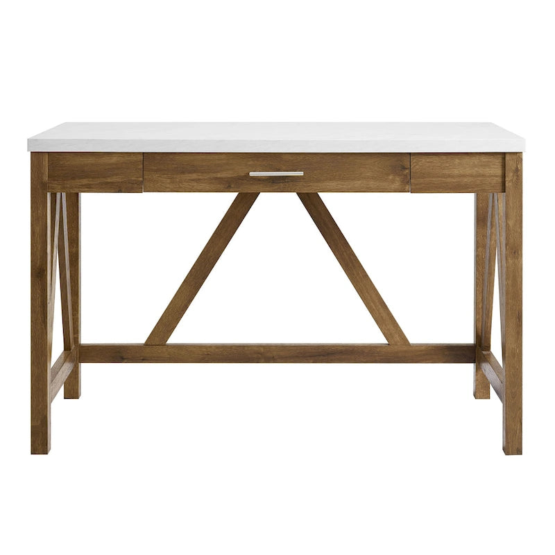 Paradise Hill A-Frame Writing Desk with Center Drawer – MDF & Laminate