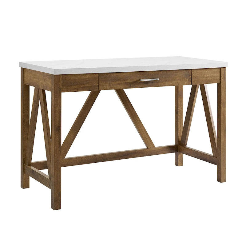 Paradise Hill A-Frame Writing Desk with Center Drawer – MDF & Laminate