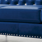 Square Arm Velvet Loveseat with Jeweled buttons and 2 Pillows