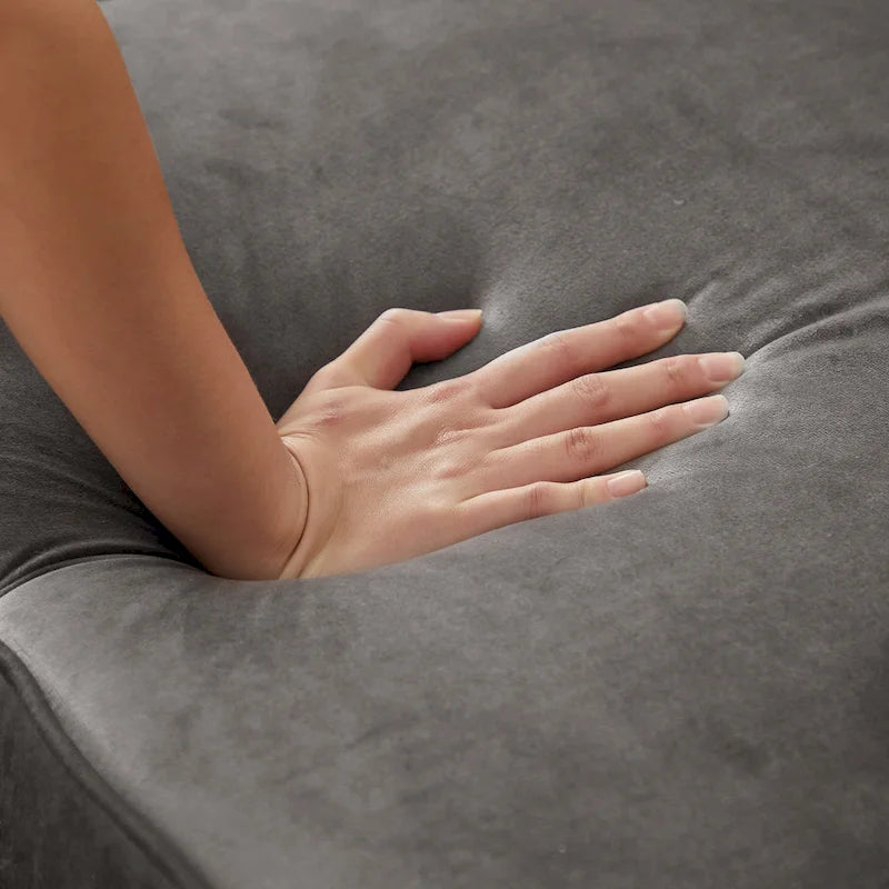Square Arm Velvet Loveseat with Jeweled buttons and 2 Pillows