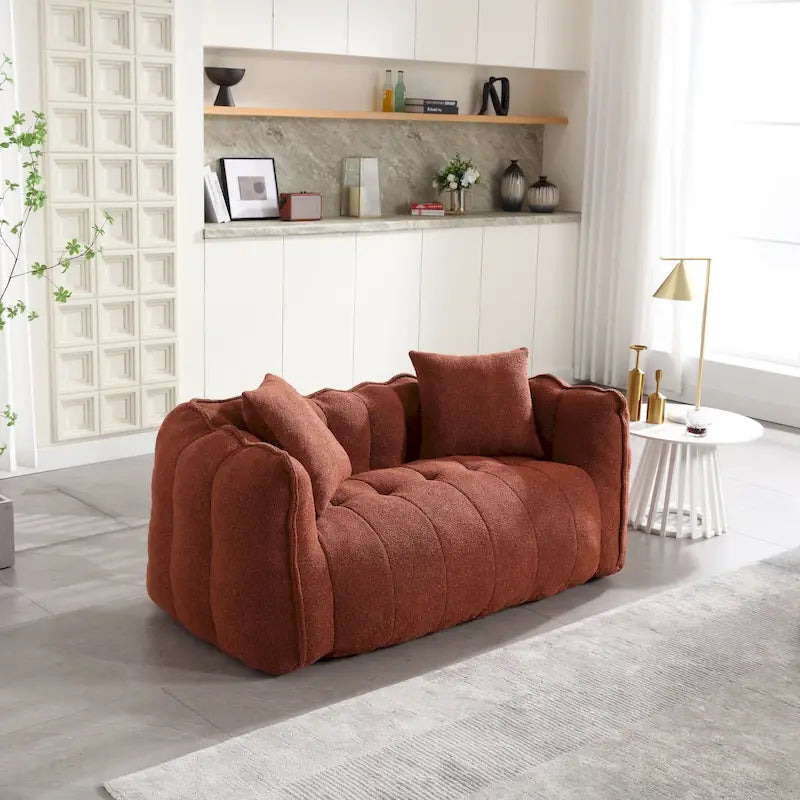 Modern 65-Inch Chenille Tufted Loveseat Accent Chair with High-Resilience Foam