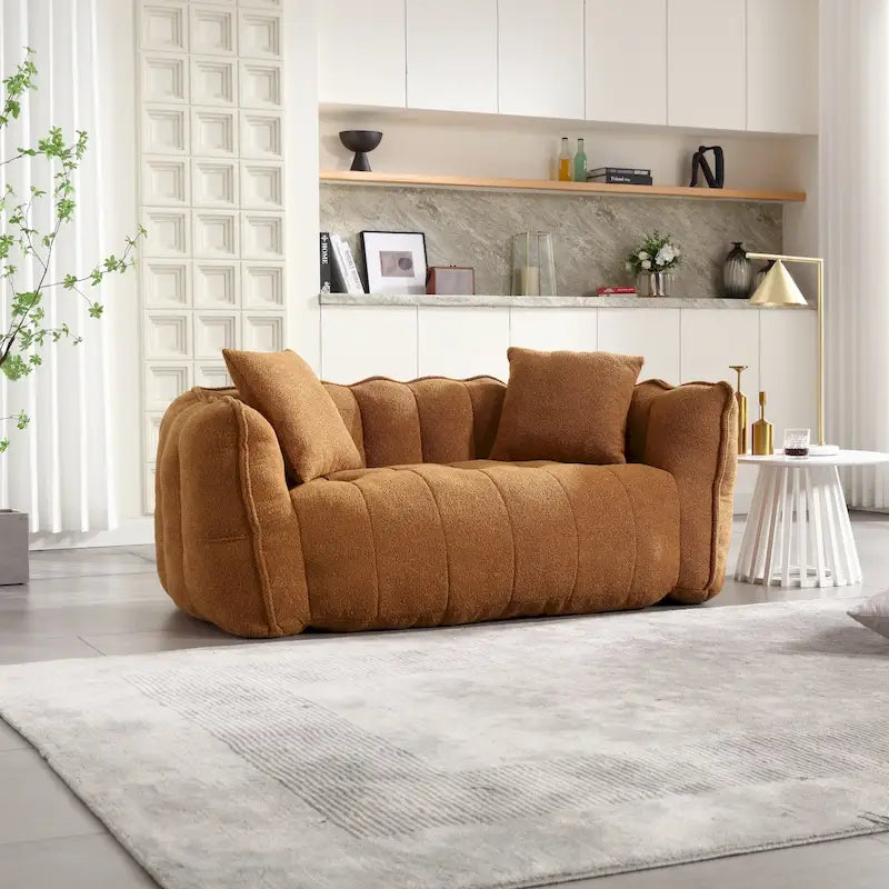 Modern 65-Inch Chenille Tufted Loveseat Accent Chair with High-Resilience Foam
