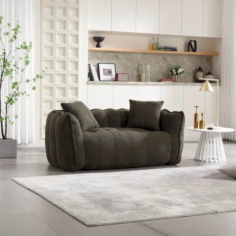 Modern 65-Inch Chenille Tufted Loveseat Accent Chair with High-Resilience Foam