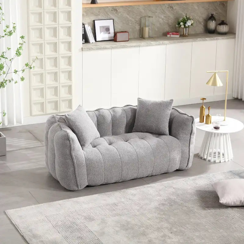 Modern 65-Inch Chenille Tufted Loveseat Accent Chair with High-Resilience Foam