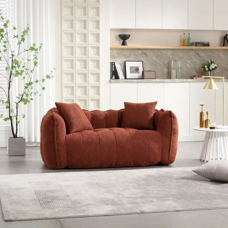 Modern 65-Inch Chenille Tufted Loveseat Accent Chair with High-Resilience Foam
