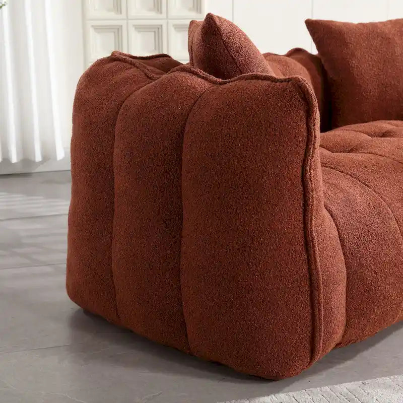 Modern 65-Inch Chenille Tufted Loveseat Accent Chair with High-Resilience Foam