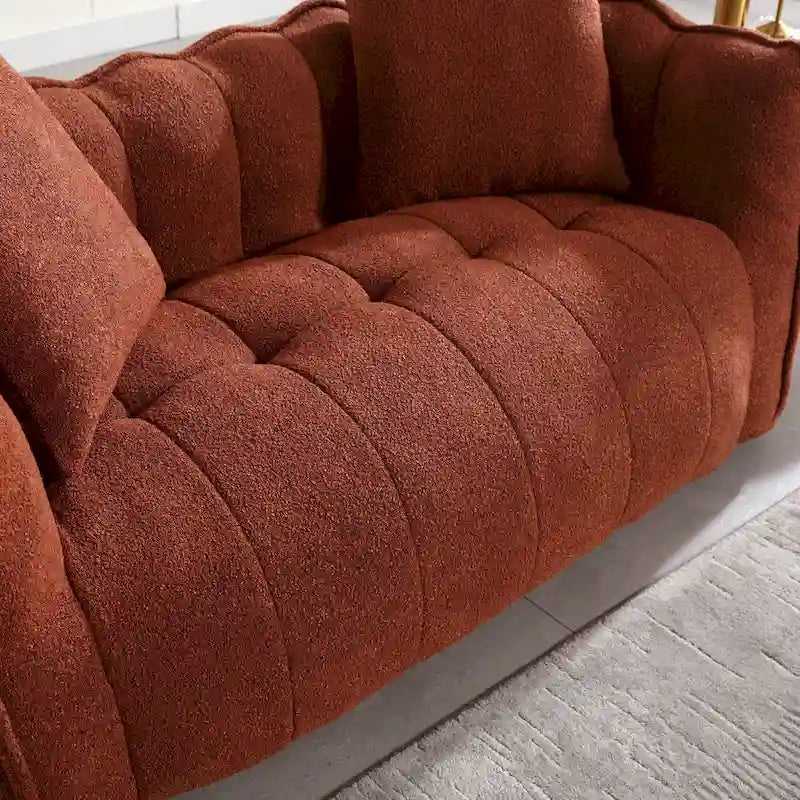 Modern 65-Inch Chenille Tufted Loveseat Accent Chair with High-Resilience Foam