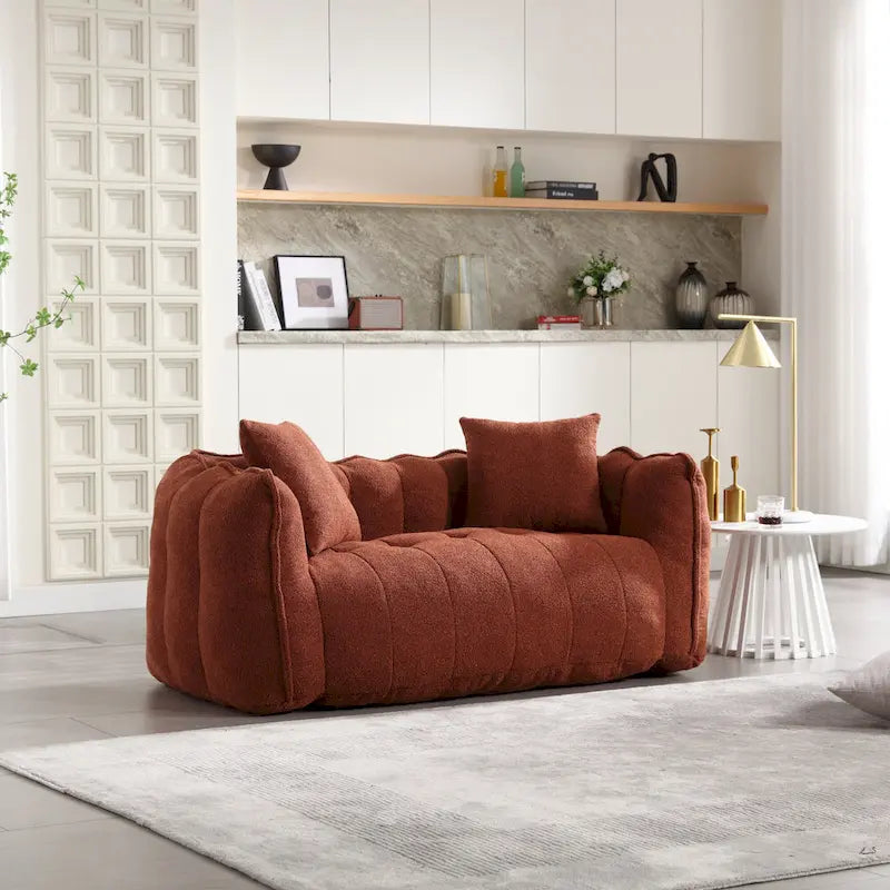 Modern 65-Inch Chenille Tufted Loveseat Accent Chair with High-Resilience Foam
