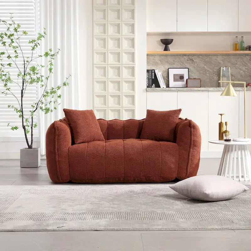 Modern 65-Inch Chenille Tufted Loveseat Accent Chair with High-Resilience Foam