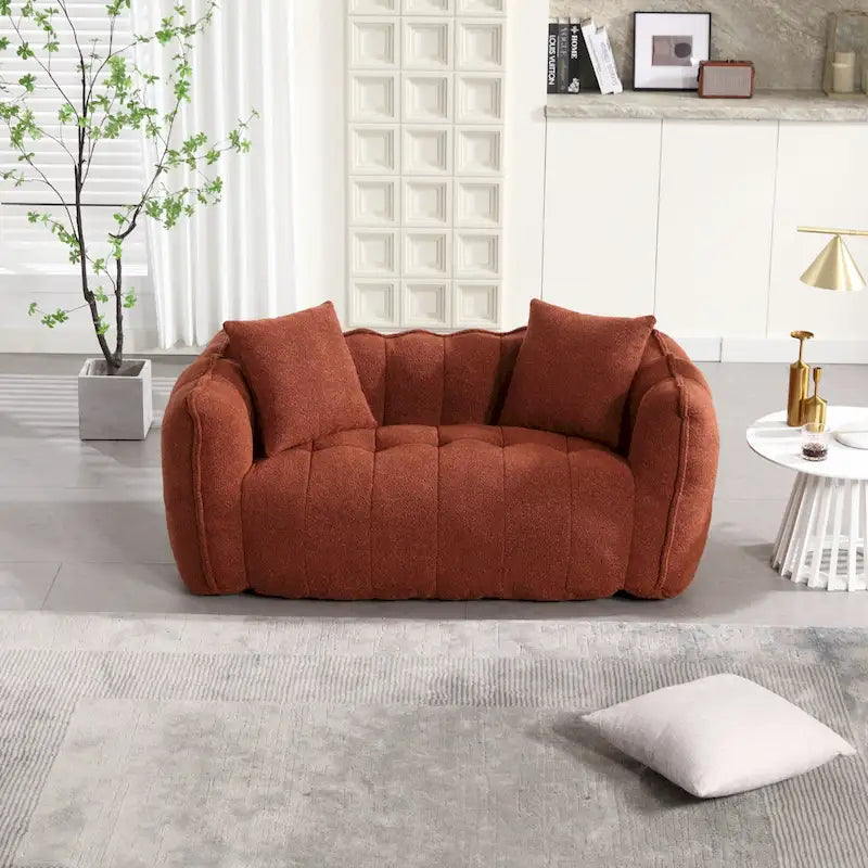 Modern 65-Inch Chenille Tufted Loveseat Accent Chair with High-Resilience Foam
