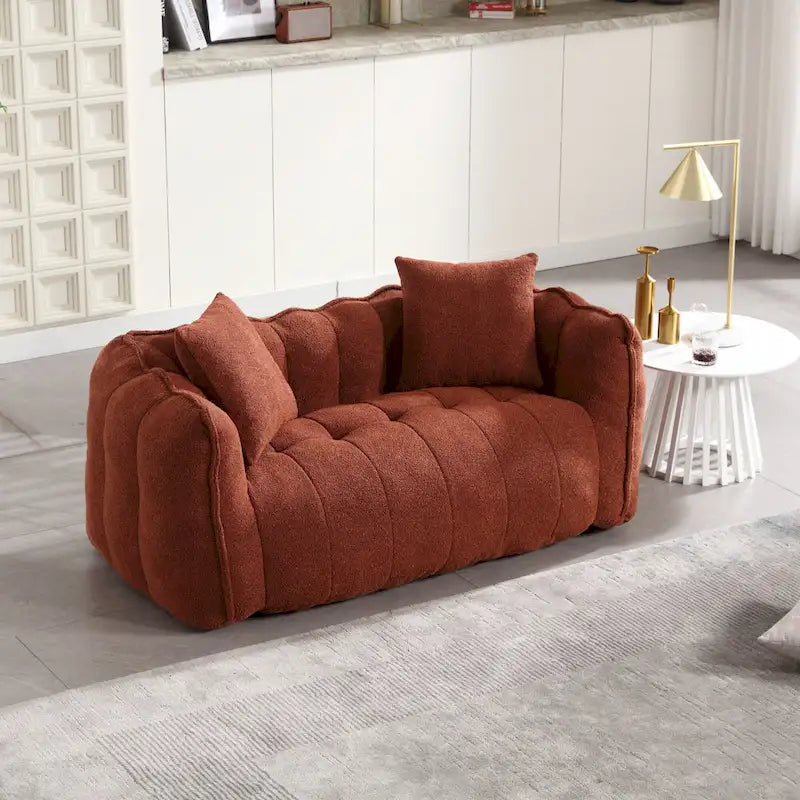 Modern 65-Inch Chenille Tufted Loveseat Accent Chair with High-Resilience Foam
