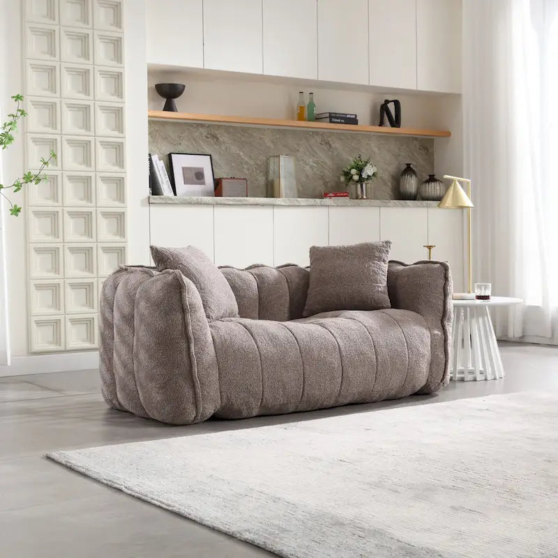 Modern 65-Inch Chenille Tufted Loveseat Accent Chair with High-Resilience Foam