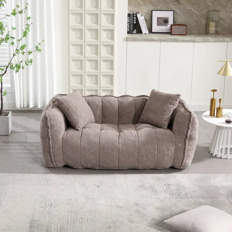Modern 65-Inch Chenille Tufted Loveseat Accent Chair with High-Resilience Foam