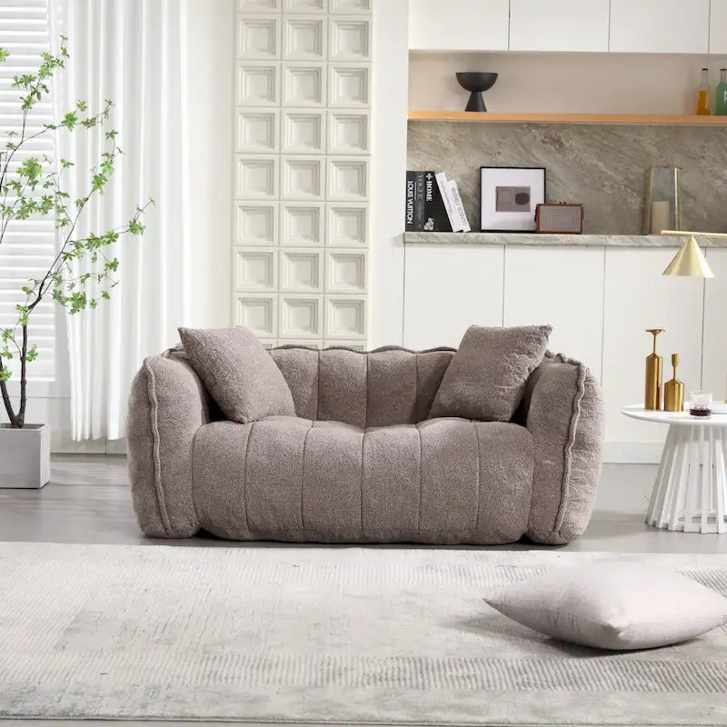 Modern 65-Inch Chenille Tufted Loveseat Accent Chair with High-Resilience Foam