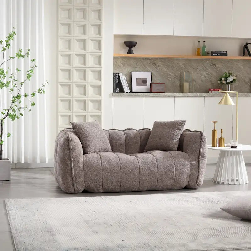 Modern 65-Inch Chenille Tufted Loveseat Accent Chair with High-Resilience Foam