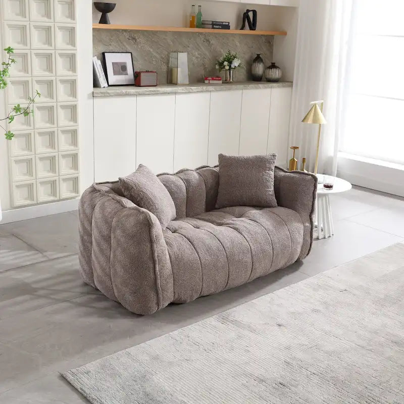 Modern 65-Inch Chenille Tufted Loveseat Accent Chair with High-Resilience Foam