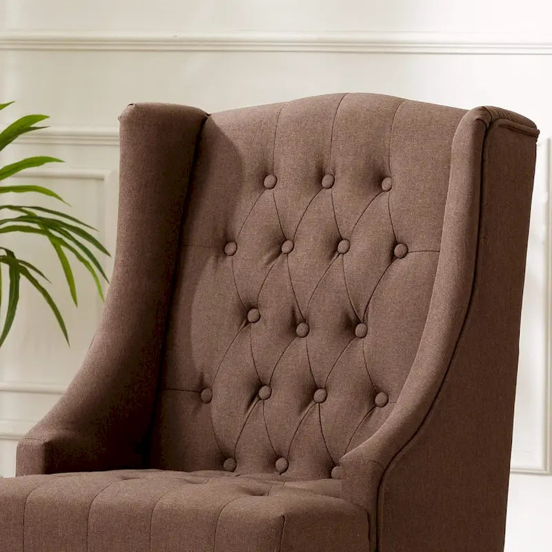 Wingback Chair with Solid Wood Frame, Mid-Century Modern Chair, Accent Chair Extra-Thick Backrest