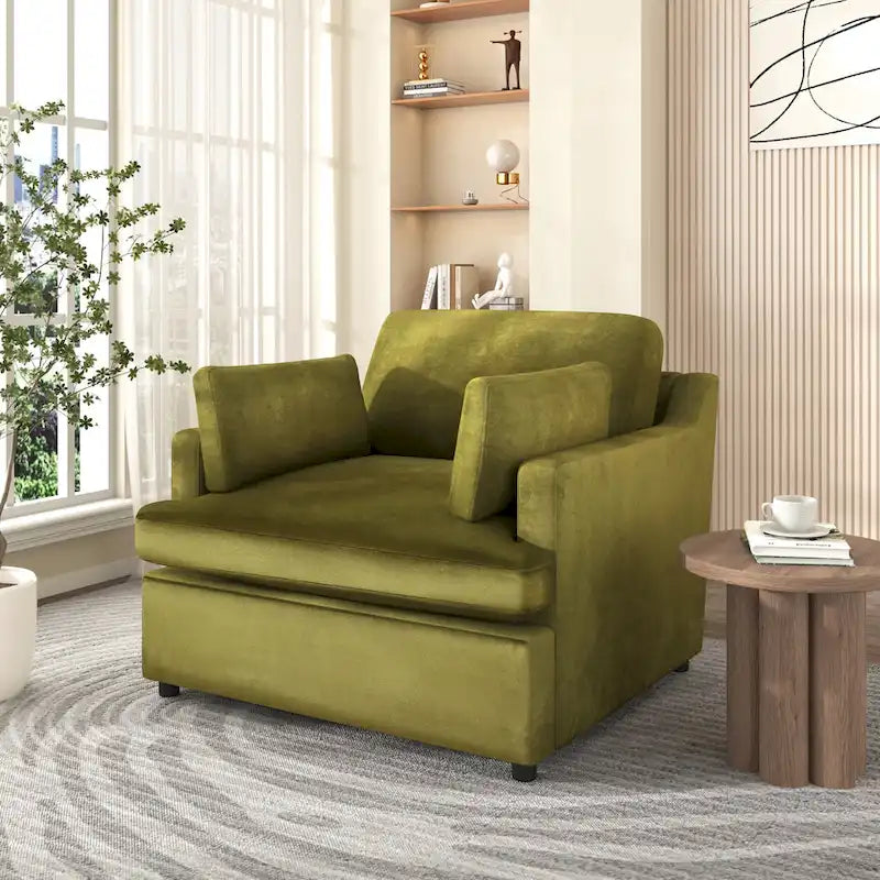 Oversized Accent Chair with Padded Armrests & Plywood Frame – 3 Colors, 220 lb Capacity