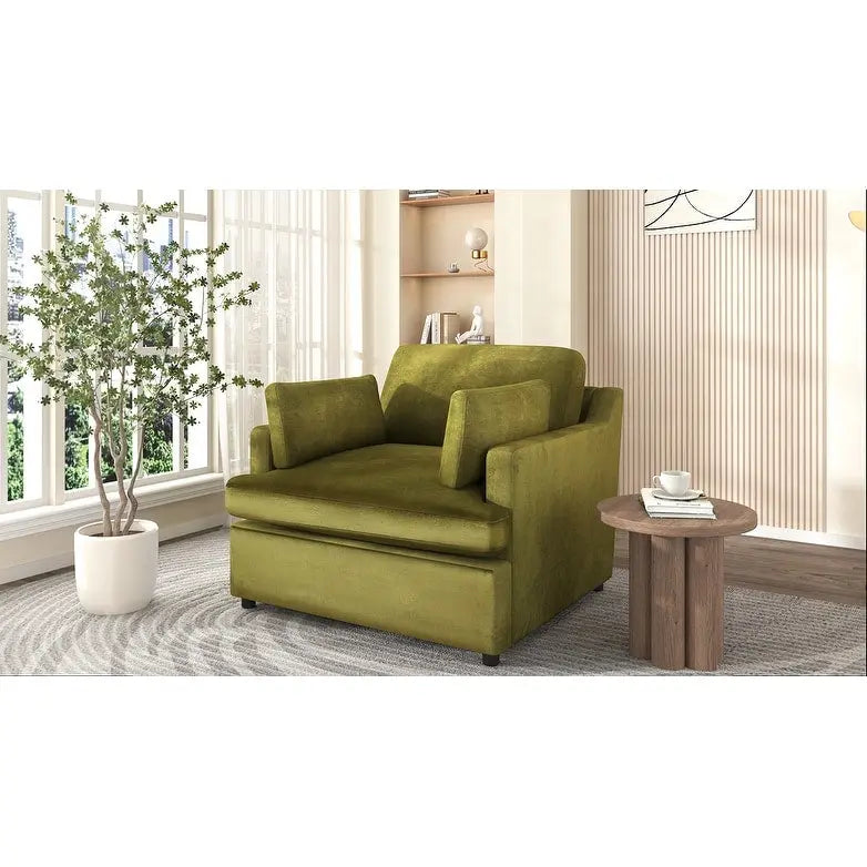 Oversized Accent Chair with Padded Armrests & Plywood Frame – 3 Colors, 220 lb Capacity