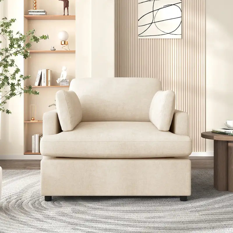 Oversized Accent Chair with Padded Armrests & Plywood Frame – 3 Colors, 220 lb Capacity