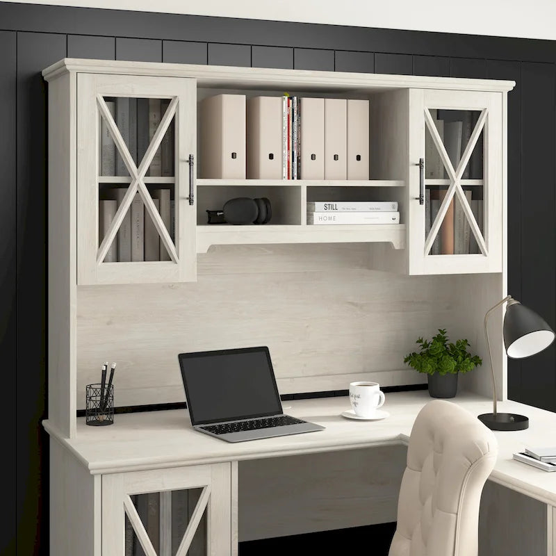 Lennox 60W Farmhouse Hutch for Desk and Buffet Cabinet – Coastal Style, 1-Year Warranty