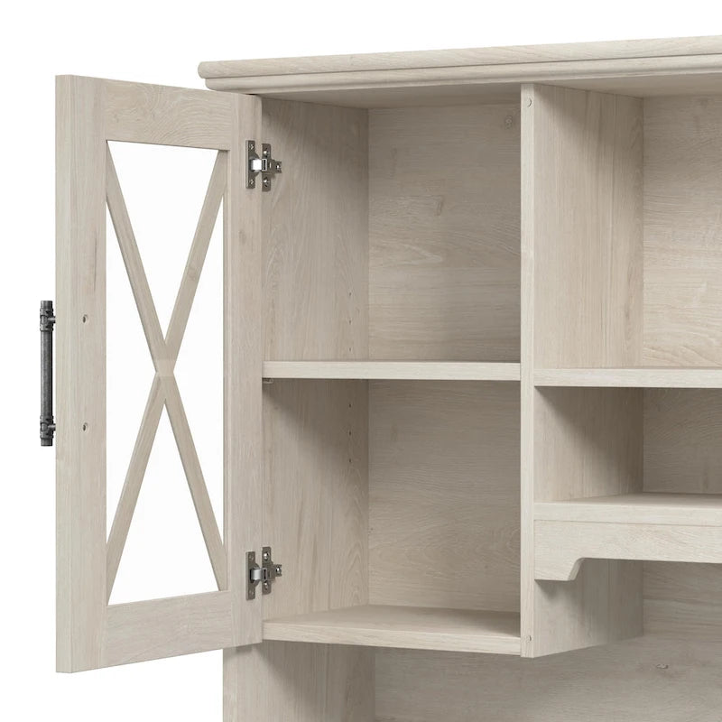 Lennox 60W Farmhouse Hutch for Desk and Buffet Cabinet – Coastal Style, 1-Year Warranty