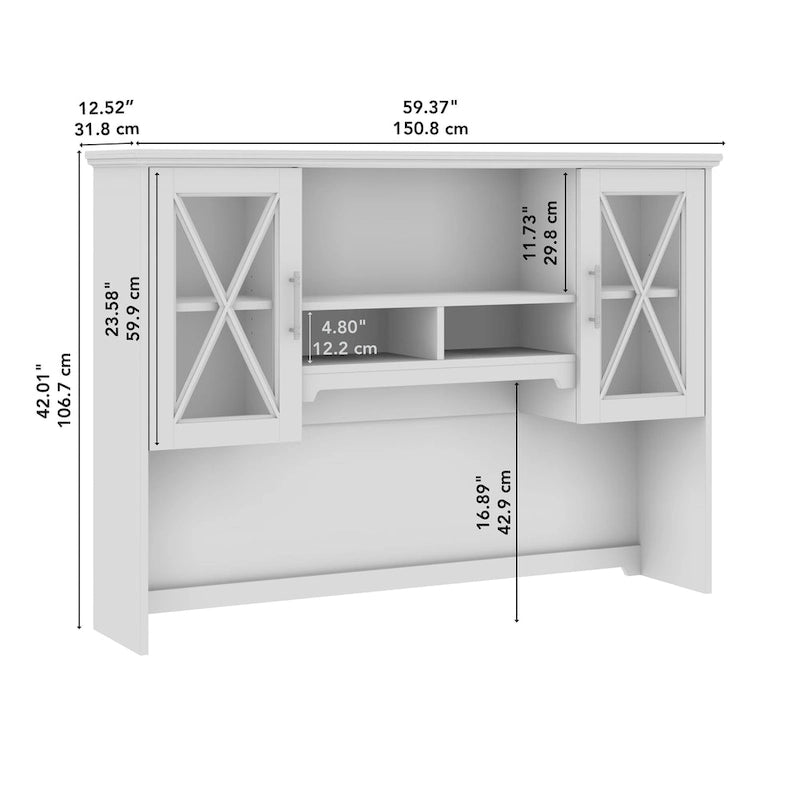 Lennox 60W Farmhouse Hutch for Desk and Buffet Cabinet – Coastal Style, 1-Year Warranty