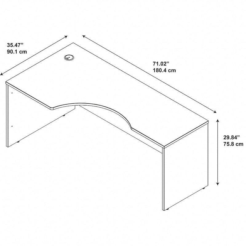 72W Left-Handed L-Shaped Corner Desk – Commercial Grade with Wire Management, 10-Year Warranty
