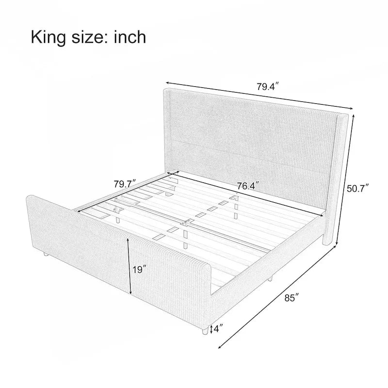 Sturdy and Comfortable Upholstered Bed Frame with Stylish Headboard