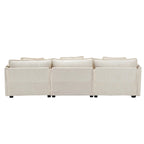 Beige 112" L-Shape 4-Seater Sectional Sofa – Boucle Fabric, Removable Cushions & Armrests