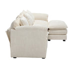 Beige 112" L-Shape 4-Seater Sectional Sofa – Boucle Fabric, Removable Cushions & Armrests