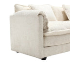 Beige 112" L-Shape 4-Seater Sectional Sofa – Boucle Fabric, Removable Cushions & Armrests