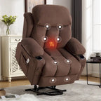 Grey Electric Power Lift Recliner with Heat, Massage, USB Port & Side Pockets