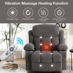 Grey Electric Power Lift Recliner with Heat, Massage, USB Port & Side Pockets