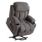 Grey Electric Power Lift Recliner with Heat, Massage, USB Port & Side Pockets