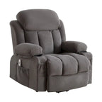 Grey Electric Power Lift Recliner with Heat, Massage, USB Port & Side Pockets