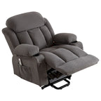 Grey Electric Power Lift Recliner with Heat, Massage, USB Port & Side Pockets