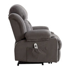 Grey Electric Power Lift Recliner with Heat, Massage, USB Port & Side Pockets