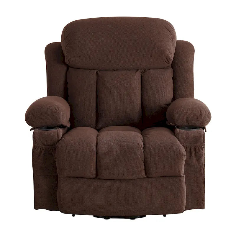 Grey Electric Power Lift Recliner with Heat, Massage, USB Port & Side Pockets