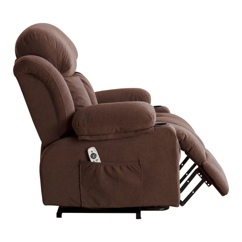 Grey Electric Power Lift Recliner with Heat, Massage, USB Port & Side Pockets
