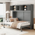 Gray Queen Size Multifunction Murphy Bed with Top Cabinets – Space-Saving Wall Bed
