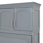 Gray Queen Size Multifunction Murphy Bed with Top Cabinets – Space-Saving Wall Bed