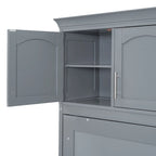 Gray Queen Size Multifunction Murphy Bed with Top Cabinets – Space-Saving Wall Bed