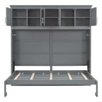 Gray Queen Size Multifunction Murphy Bed with Top Cabinets – Space-Saving Wall Bed