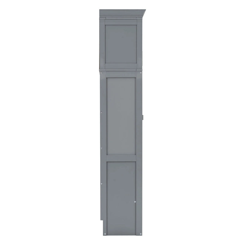 Gray Queen Size Multifunction Murphy Bed with Top Cabinets – Space-Saving Wall Bed